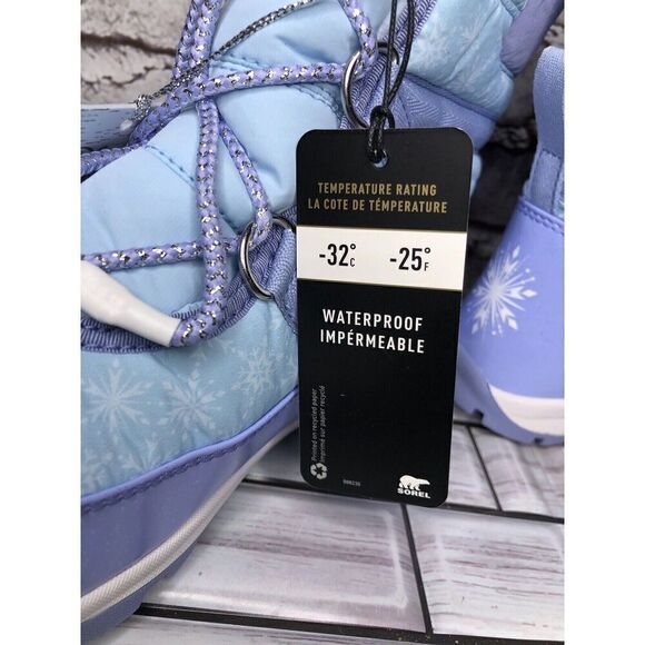 DISNEY X SOREL YOUTH WHITNEY FROZEN ELSA BOOTS FROSTED PURPLE SILVER Sz 5M US/37 - Picture 9 of 16